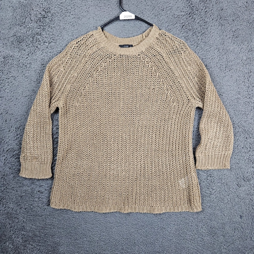 J.Crew Womens XXS Tan 100% Linen Relaxed Fit Beach Sweater AY820‎